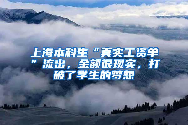 上海本科生“真实工资单”流出，金额很现实，打破了学生的梦想