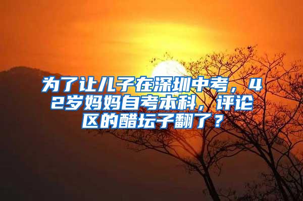 为了让儿子在深圳中考，42岁妈妈自考本科，评论区的醋坛子翻了？