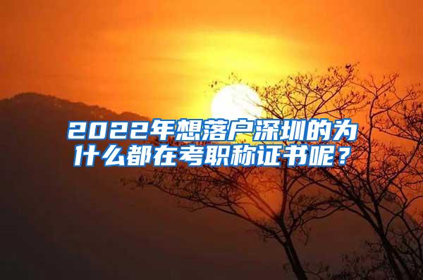 2022年想落户深圳的为什么都在考职称证书呢？