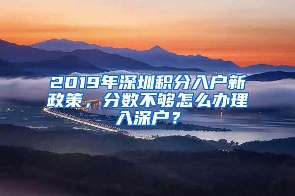 2019年深圳积分入户新政策，分数不够怎么办理入深户？