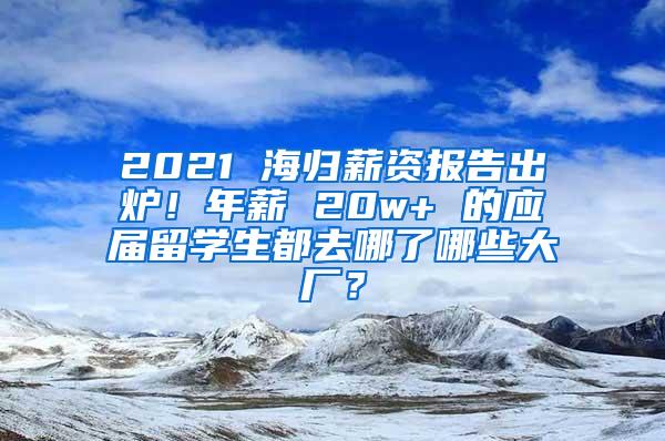 2021 海归薪资报告出炉！年薪 20w+ 的应届留学生都去哪了哪些大厂？