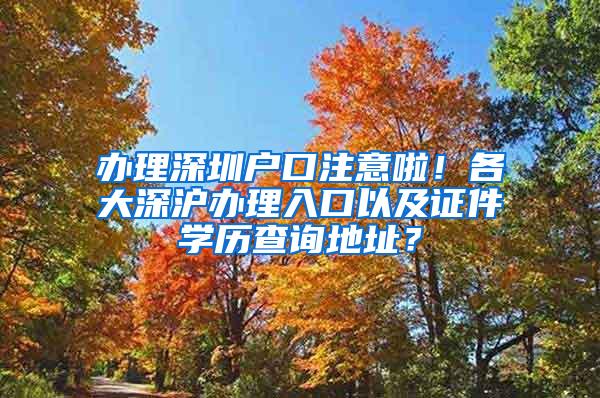 办理深圳户口注意啦！各大深沪办理入口以及证件学历查询地址？