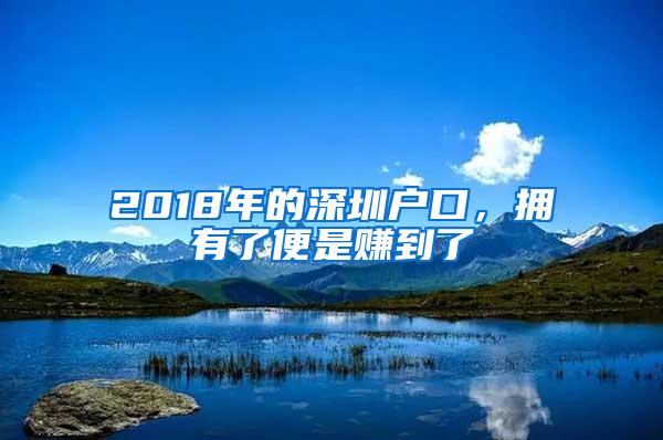 2018年的深圳户口，拥有了便是赚到了