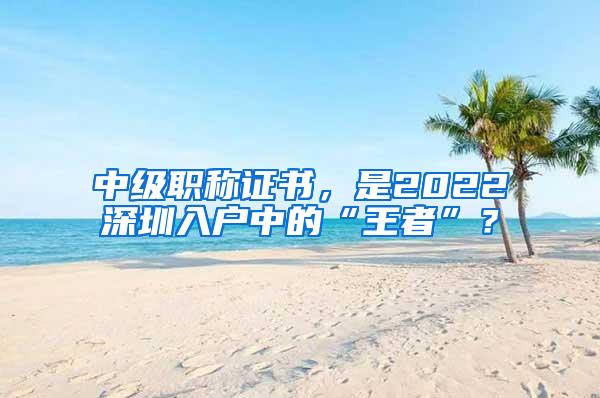 中级职称证书，是2022深圳入户中的“王者”？