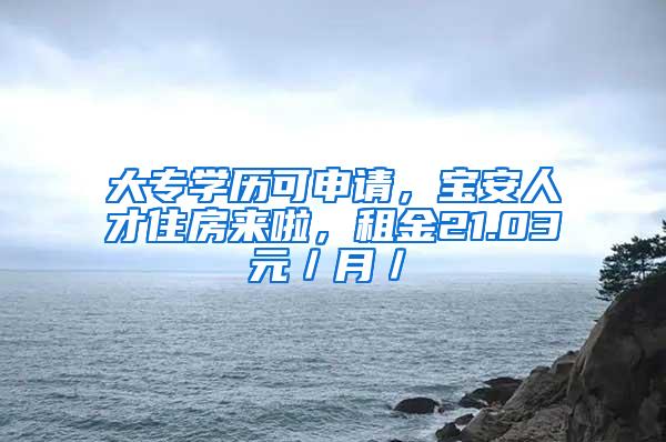 大专学历可申请，宝安人才住房来啦，租金21.03元／月／㎡