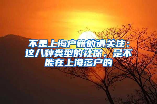不是上海户籍的请关注：这八种类型的社保，是不能在上海落户的