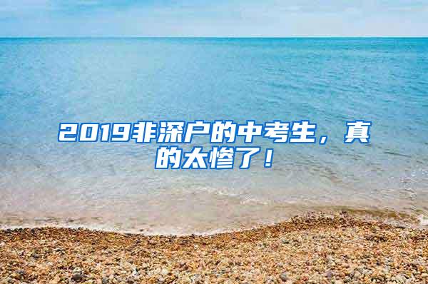 2019非深户的中考生，真的太惨了！