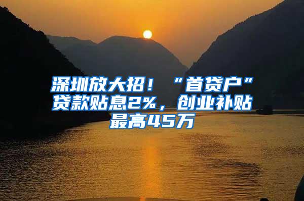 深圳放大招！“首贷户”贷款贴息2%，创业补贴最高45万