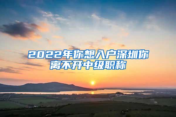 2022年你想入户深圳你离不开中级职称