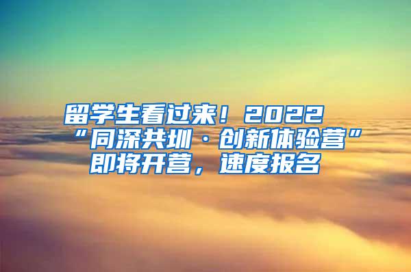 留学生看过来！2022“同深共圳·创新体验营”即将开营，速度报名