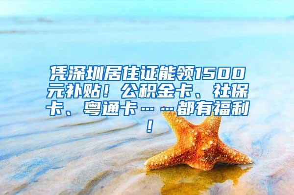 凭深圳居住证能领1500元补贴！公积金卡、社保卡、粤通卡……都有福利！