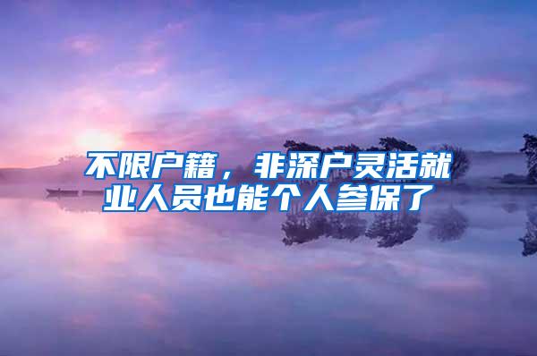 不限户籍，非深户灵活就业人员也能个人参保了