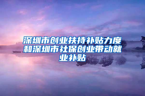 深圳市创业扶持补贴力度和深圳市社保创业带动就业补贴