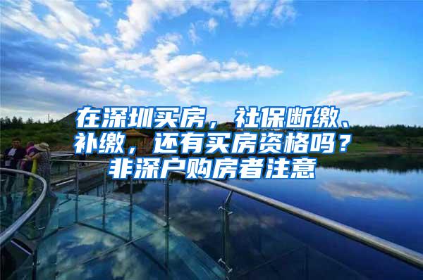 在深圳买房，社保断缴、补缴，还有买房资格吗？非深户购房者注意