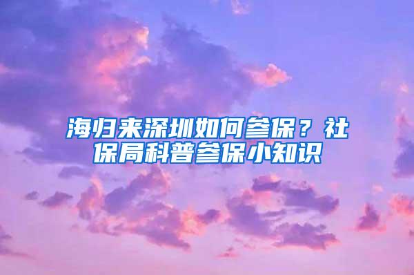 海归来深圳如何参保？社保局科普参保小知识