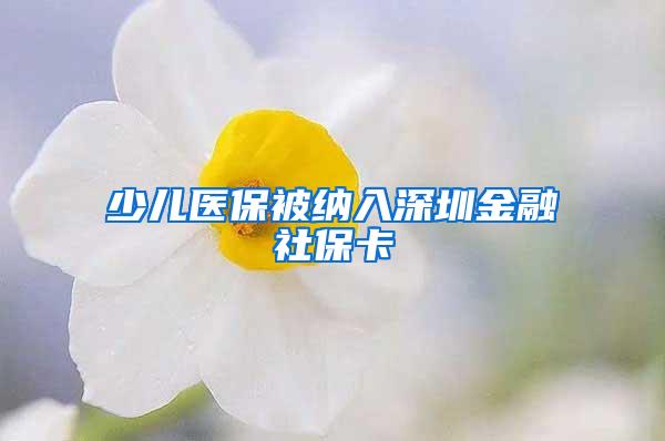 少儿医保被纳入深圳金融社保卡