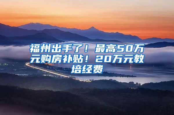 福州出手了！最高50万元购房补贴！20万元教培经费