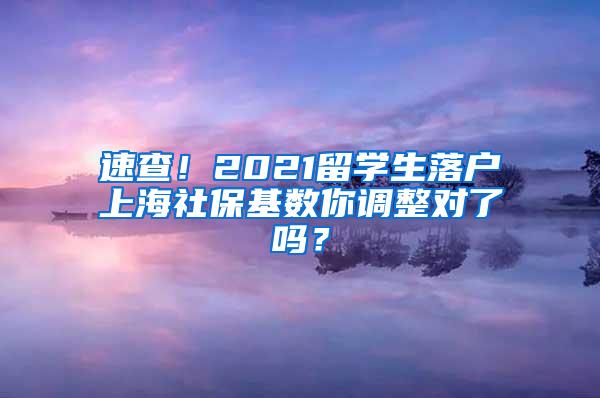 速查！2021留学生落户上海社保基数你调整对了吗？