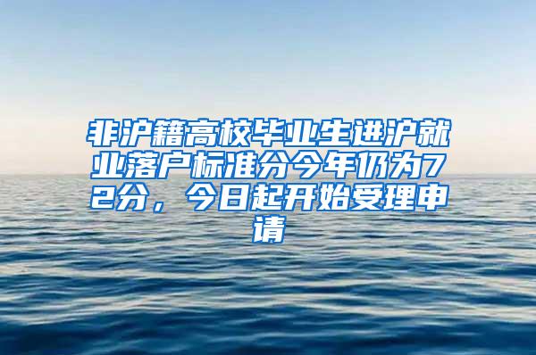 非沪籍高校毕业生进沪就业落户标准分今年仍为72分，今日起开始受理申请