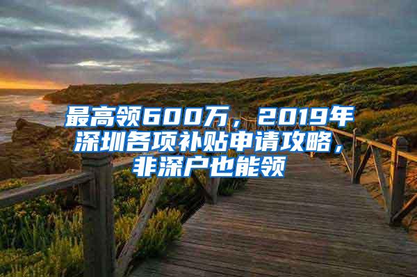 最高领600万，2019年深圳各项补贴申请攻略，非深户也能领