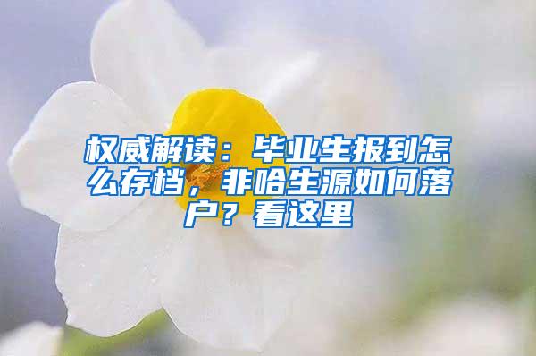 权威解读：毕业生报到怎么存档，非哈生源如何落户？看这里