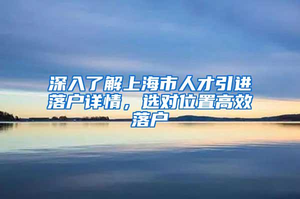 深入了解上海市人才引进落户详情，选对位置高效落户