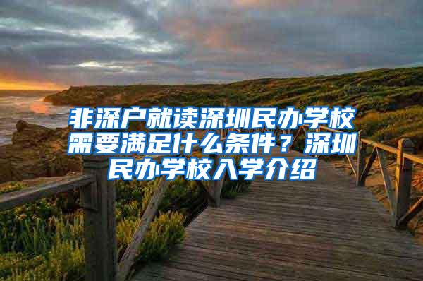 非深户就读深圳民办学校需要满足什么条件？深圳民办学校入学介绍