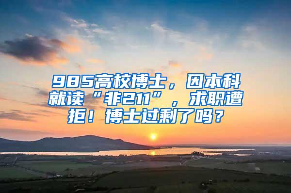 985高校博士，因本科就读“非211”，求职遭拒！博士过剩了吗？