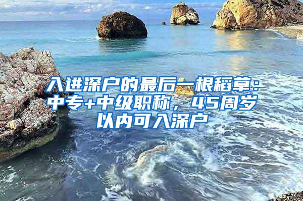 入进深户的最后一根稻草：中专+中级职称，45周岁以内可入深户