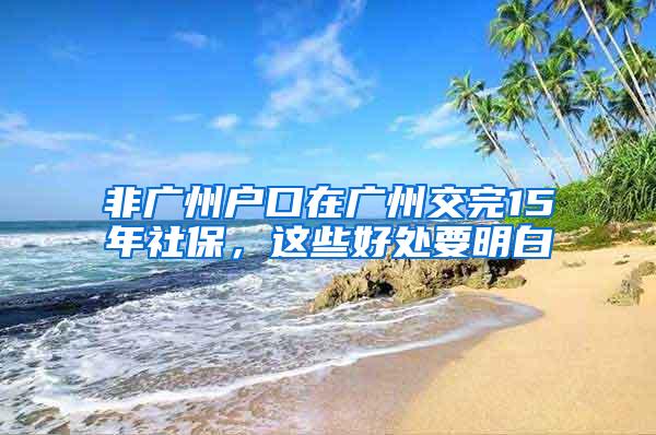 非广州户口在广州交完15年社保，这些好处要明白