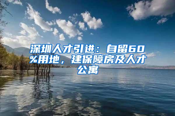 深圳人才引进：自留60%用地，建保障房及人才公寓