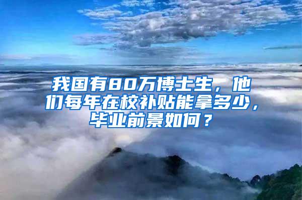 我国有80万博士生，他们每年在校补贴能拿多少，毕业前景如何？