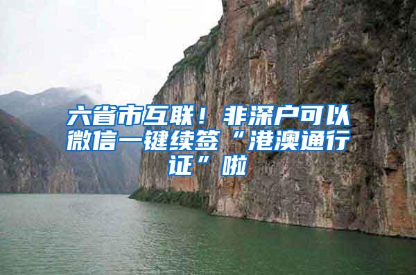 六省市互联！非深户可以微信一键续签“港澳通行证”啦