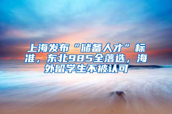 上海发布“储备人才”标准，东北985全落选，海外留学生不被认可