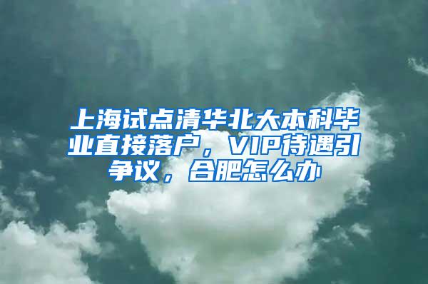 上海试点清华北大本科毕业直接落户，VIP待遇引争议，合肥怎么办