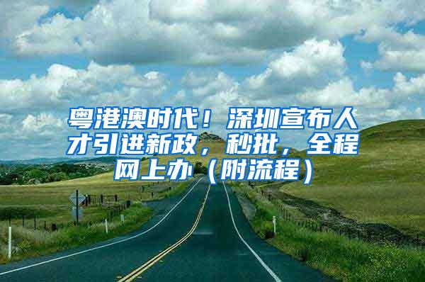 粤港澳时代！深圳宣布人才引进新政，秒批，全程网上办（附流程）