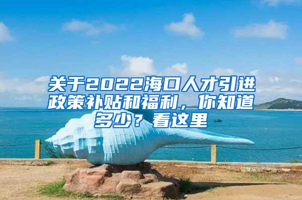 关于2022海口人才引进政策补贴和福利，你知道多少？看这里