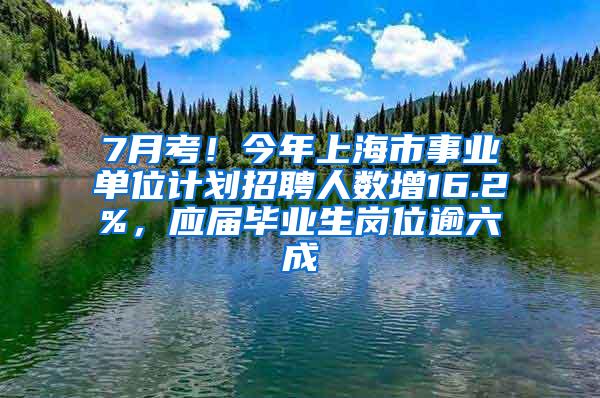 7月考！今年上海市事业单位计划招聘人数增16.2%，应届毕业生岗位逾六成