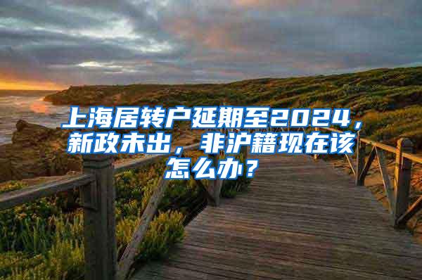 上海居转户延期至2024，新政未出，非沪籍现在该怎么办？