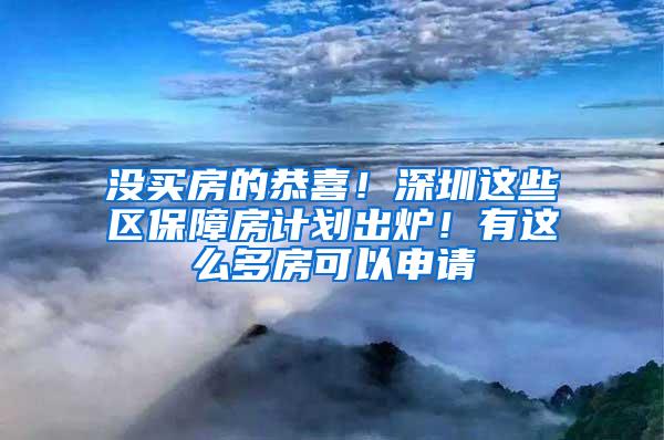 没买房的恭喜！深圳这些区保障房计划出炉！有这么多房可以申请