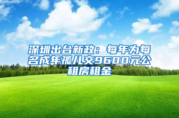 深圳出台新政：每年为每名成年孤儿交9600元公租房租金