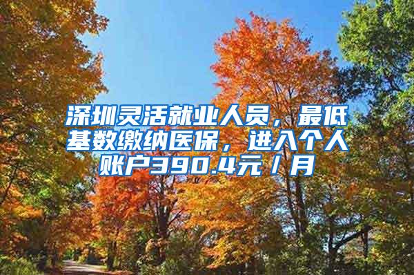 深圳灵活就业人员，最低基数缴纳医保，进入个人账户390.4元／月