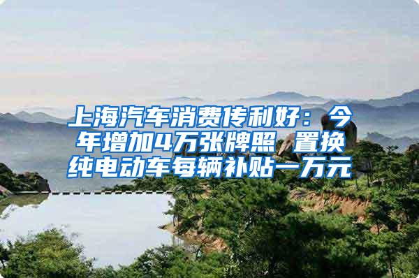 上海汽车消费传利好：今年增加4万张牌照 置换纯电动车每辆补贴一万元