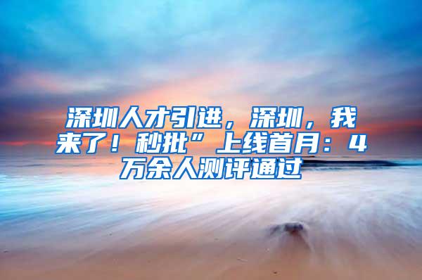 深圳人才引进，深圳，我来了！秒批”上线首月：4万余人测评通过