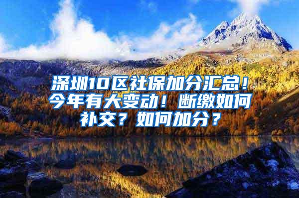 深圳10区社保加分汇总！今年有大变动！断缴如何补交？如何加分？