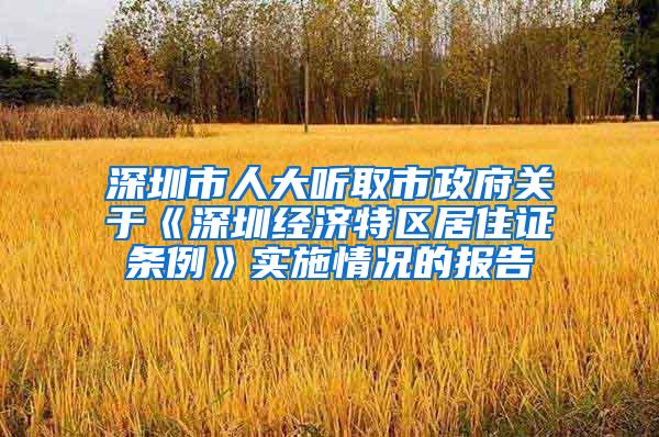 深圳市人大听取市政府关于《深圳经济特区居住证条例》实施情况的报告