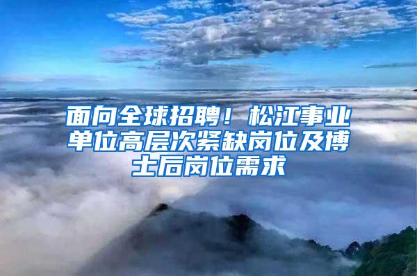 面向全球招聘！松江事业单位高层次紧缺岗位及博士后岗位需求→