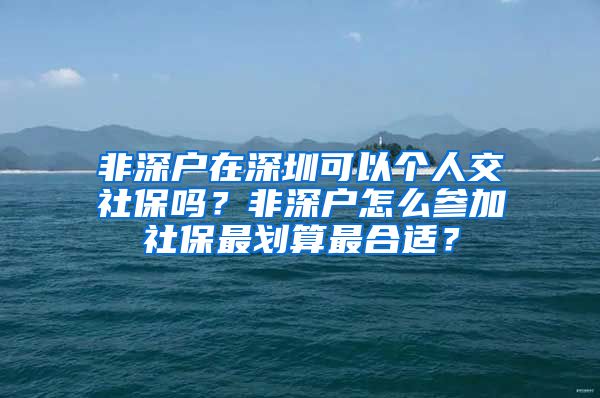 非深户在深圳可以个人交社保吗？非深户怎么参加社保最划算最合适？