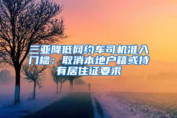三亚降低网约车司机准入门槛：取消本地户籍或持有居住证要求