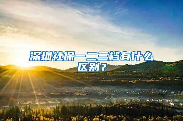 深圳社保一二三档有什么区别？